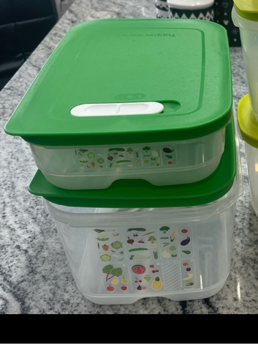 Tupperware Green and Clear Food Storage Containers